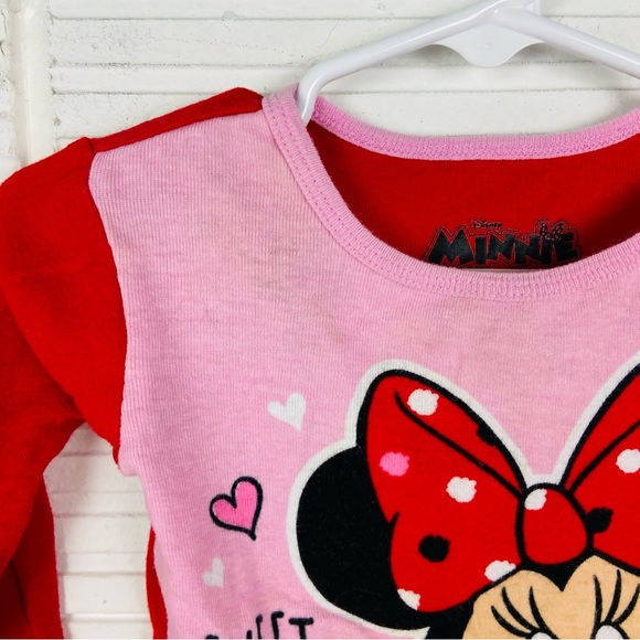 Disney Minnie Mouse Sweet Dreams Pink and Red Long Sleeve pajama Tee size 3T - Picture 9 of 10